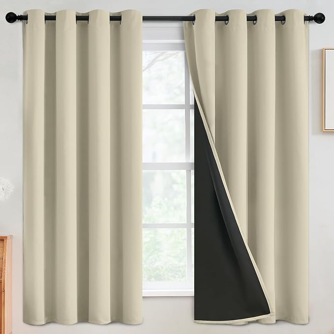 SimpleHome Light Cream 100% Blackout Curtains Room Darkening Living Room 63 | by SimpleHome