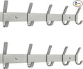 Coat Rack Wall Mount – Brushed Nickel 15 Inch Stainless Steel Hook Rail with 5 Heavy Duty Double Coat Hooks – Wall Mounted Coat Hanger for Entryway, Bathroom, Bedroom, Towel, Hat Organizer - 2 Pack
