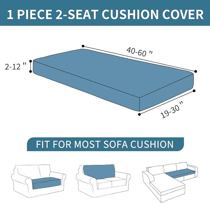 XINEAGE Couch Cushion Covers, Loveseat Seat Slipcovers - Image 3