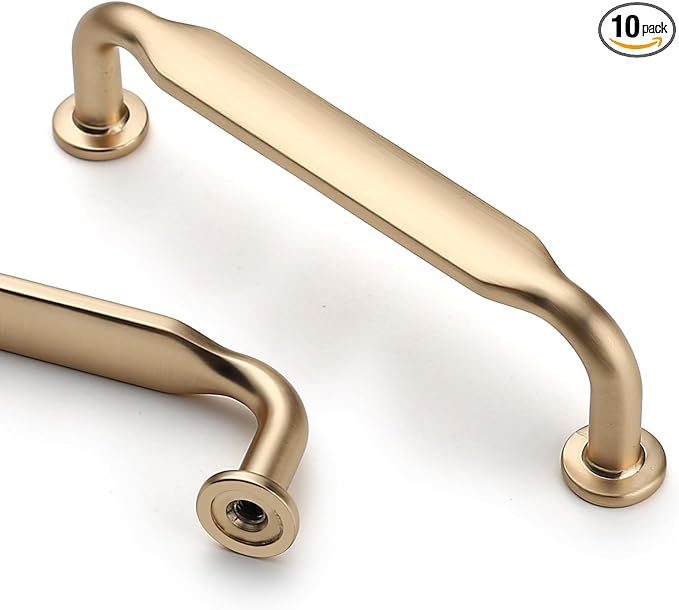 Asidrama 10 Pack 3.75 Inch(96mm) Brushed Brass Kitchen Cabinet Handles, Cabinet Pulls Kitchen Cabinet Hardware for Cupboard Drawer Pulls