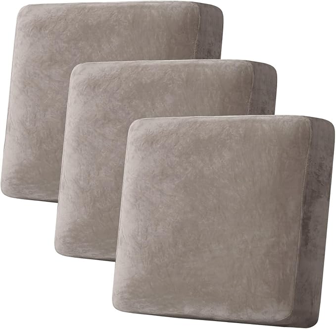 H.VERSAILTEX Velvet Stretch Couch Cushion Cover Plush Cushion Slipcover by HVERSAILTEX