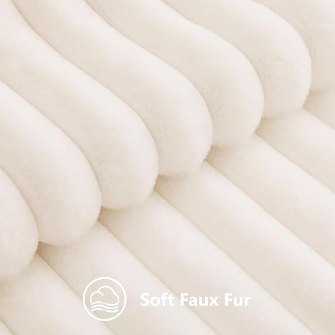 decorUhome Fall Faux Fur Throw Pillow Covers 20x20 Set of 2 Cream White | - Image 3