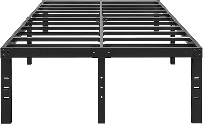 ALDRICH 18 Inch Metal King Size Bed Frame - Black Basic Steel Slats Platform, Easy Assembly Heavy Duty Noise Free Bedframes, No Box Spring Needed
