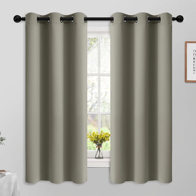 Yakamok Room Darkening Curtains 42x63 inch Length Taupe-Living Room | 2 panels by Yakamok