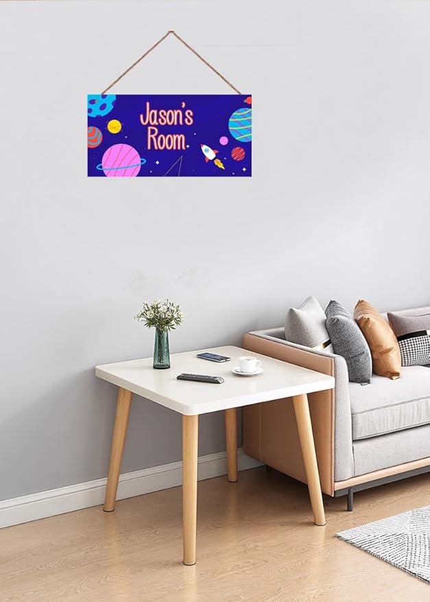 Personalized Sign Galaxy Decor For Boys Room, Rocket Themed Kids Bedroom Decor, Outer Space Room Décor for Little Man Cave, Planet Decorations For Girls Room Nursery Baby Playroom