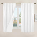 100% Blackout White Linen Curtains 48 Inches Long by LAMIT