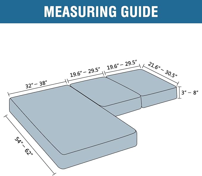H.VERSAILTEX Sectional Couch Covers 3 Pieces Sofa Seat Cushion Covers L Shape - Image 3
