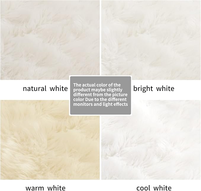 SERISSA 3x5 Fluffy White Faux Fur Area Rug - Image 6