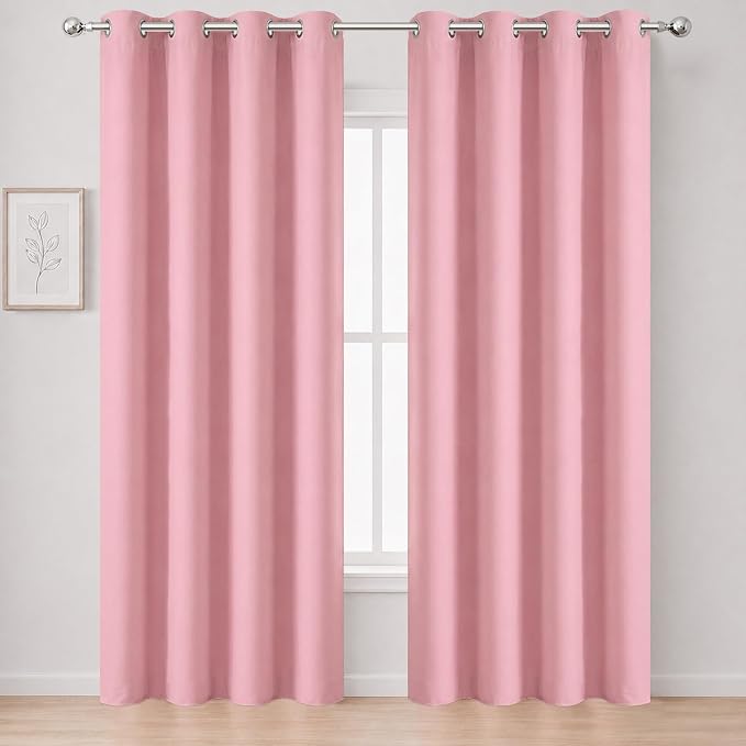 Blackout Curtains 66 x 95 inch/Pink Curtains Set of 2 Panels/Thermal Insulated by Lemomo