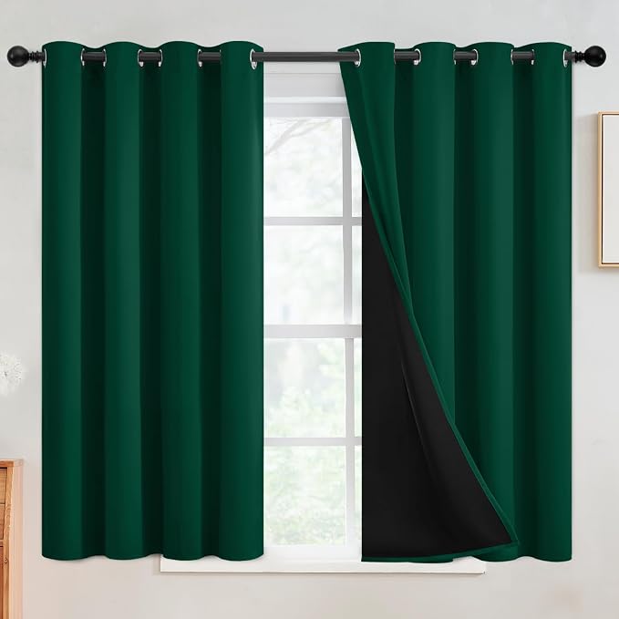 SimpleHome Dark Green 100% Blackout Curtains Room Darkening Living Room 45 | by SimpleHome