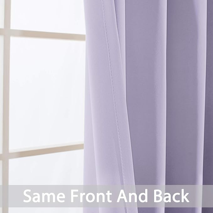 Yakamok Room Darkening Curtains 52x108 inch Length Lilac-Living Room | 2 panels - Image 5