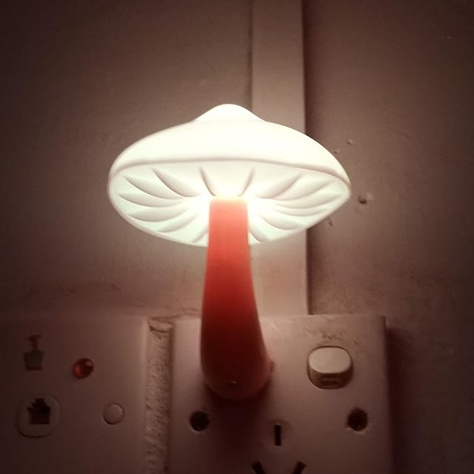 AUSAYE Sensor LED Night Light Plug in Wall Lamp, Energy Saving NightLight Cute Mushroom Night Lights for Adults Kids Bedroom,Bathroom,Toilet, Stairs, Kitchen,Hallway Corridor Warm White