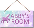 Personalized Signs Unicorn Sign, Cute Cartoon Wall Decor for Girls Bedroom Kids Room Rainbow Unicorn Theme Birthday Party Wall Art for Nursery Little Man Cave