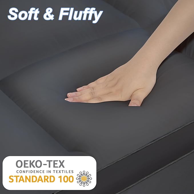 KAYFIA Full Mattress Topper, Extra Thick Mattress Pad Cover for Deep Sleep,3D+7D Snow Down Alternative Fill Overfilled Plush Pillow Top with 8-23 Inch Deep Pocket-Gray