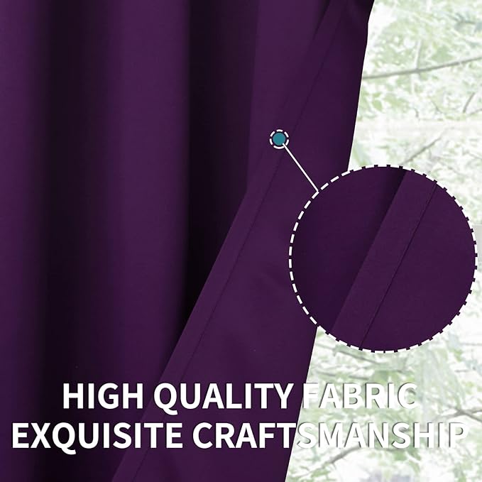 BGment Blackout Curtains - Grommet Thermal Insulated Room Darkening Bedroom and Living Room Curtains, Set of 2 Panels (52 x 108 Inch, Purple)