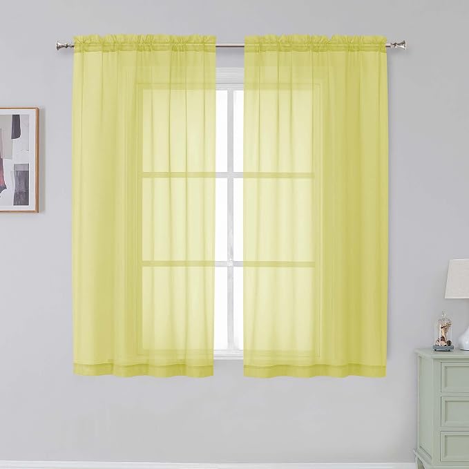 Simplebrand Rod Pocket Top Solid Voile Sheer Curtains by Simplebrand