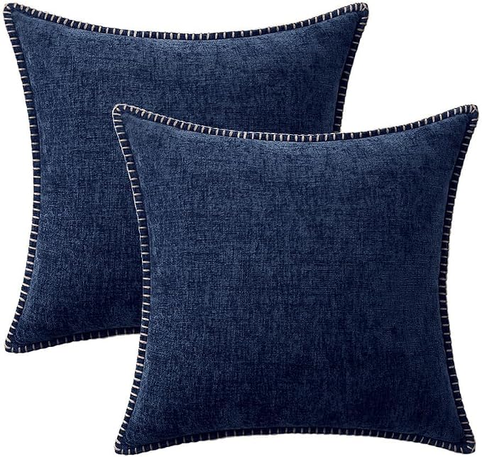 MIULEE Decorative Couch Throw Pillow Covers 18x18 Inch Navy 2 Pack | Farmhouse - Image 8