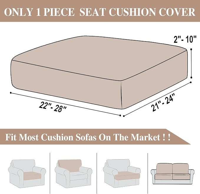 LA MEACK Couch Cushion Cover Seat Cushion Cover Stretch Armchair Cover Separate - Image 6