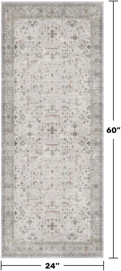 Boho 2x5 Floral Bathroom Runner Rug - Image 2