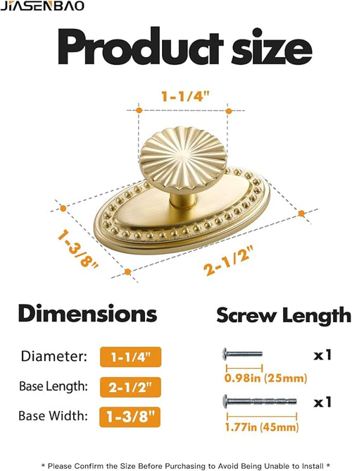 10 Pack Brushed Gold Cabinet Knobs with Base Brass Flat Drawer Pulls Kitchen Cupboard Bathroom Dresser Cabinet Hardware Handles Zinc Alloy