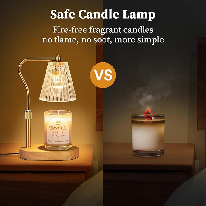 Candle Warmer Lamp with Timer Dimmer Adjustable Height for New Home Bedroom,Mothers Day Gifts,Vintage Home Decor for Scented Jar