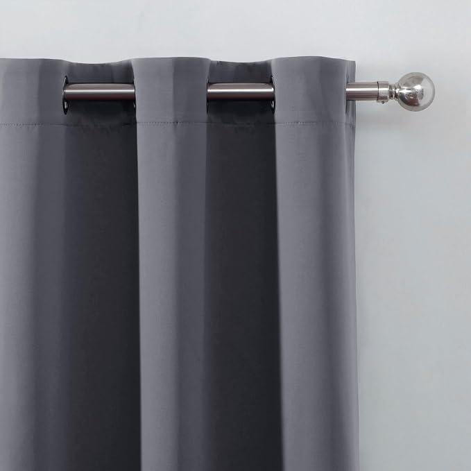 Blackout Curtains 66 x 54 Inch Long Grey Curtains Set of 2 Panels Room - Image 6