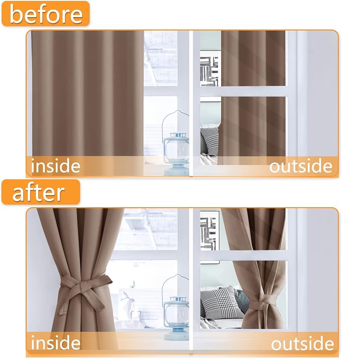 Blackout Curtains for Bedroom, Cappuccino, 70 x 84 Inches, 2 Panels | Thermal - Image 4