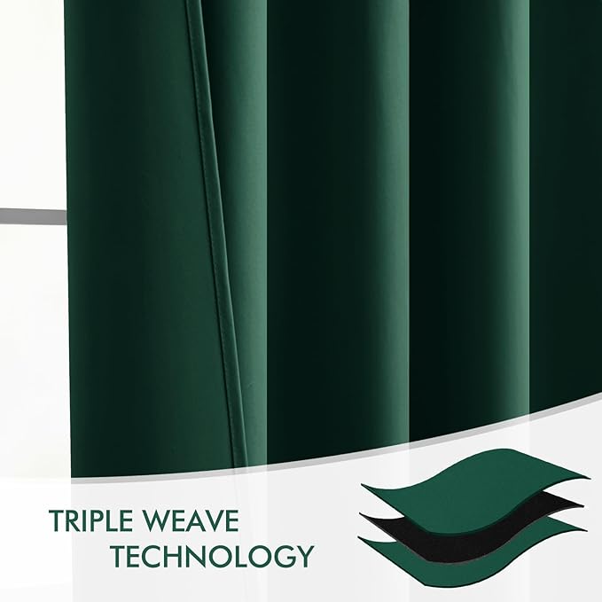 MIULEE Christmas Hunter Green Back Tab Blackout Curtains 52"x108" 2 Panels | - Image 7