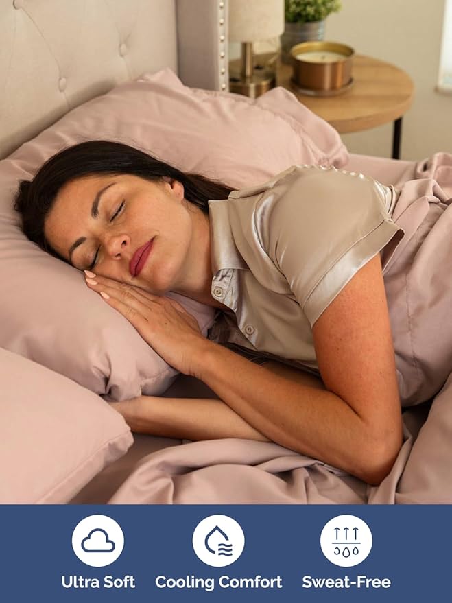 Extra Deep Full Sheet Set - 6 Piece Breathable and Cooling Sheets - Hotel Luxury Bed Sheets Set - Easy & Secure Fit - Soft, Wrinkle Free and Comfy Sheets Set - Mauve Sheet Set with Extra Deep Pockets