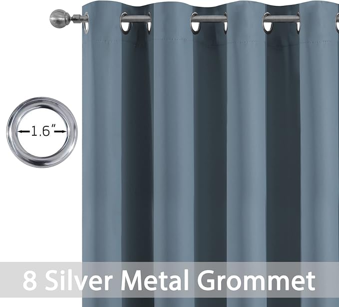 Yakamok Room Darkening Curtains 52x108 inch Length Stone Blue-Living Room | 2 - Image 2