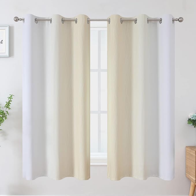 Beige and Greyish White Ombre Blackout Curtains - Image 2