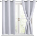 Short Blackout Curtains for Bedroom, 2 Panels Greyish White W38xL45 | Thermal by Hiasan