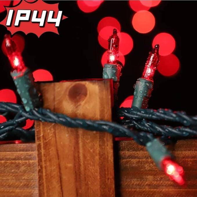 LAMPHOME Super-Bright Extendable RED Christmas Lights Decoration 150Lights 31.9ft UL Certified Mini Bulb String Lights Set for Outdoor Christmas Tree Garden Holiday Party Patio Wedding Garland Decor