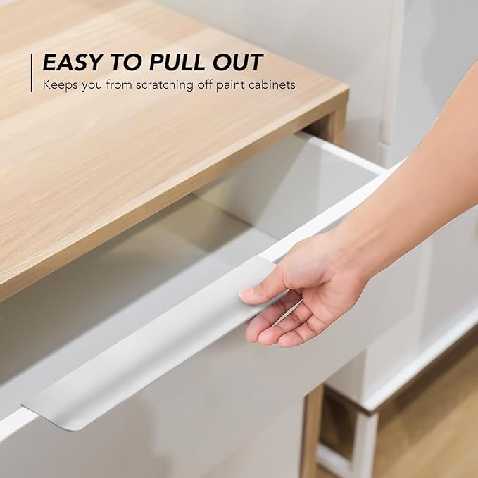 Ravinte Hardware 20 Pack Silver Cabinet Handles, 7.8 Inch (200mm) Finger Edge Pulls, 6-1/4 Inch Hole Center, Finger Pulls for Cabinets