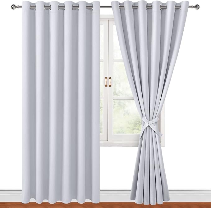 Blackout Curtains for Bedroom 70 x 84 Inches 2 Panels Greyish White | Room by Hiasan
