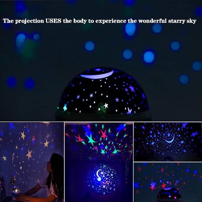 Borelor Star Night Light for Kids, 12 Color Changing Lights Modes with USB Cable, 360°Rotating Moon Star Projector Desk Lamp for Bedroom Party Decor & Girls Birthday Gift