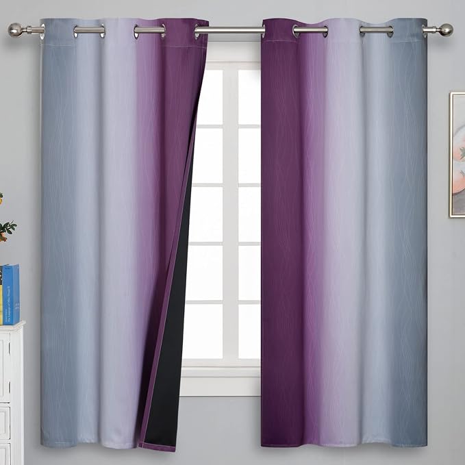 Purple and Grey Ombre Blackout Curtains - Image 2