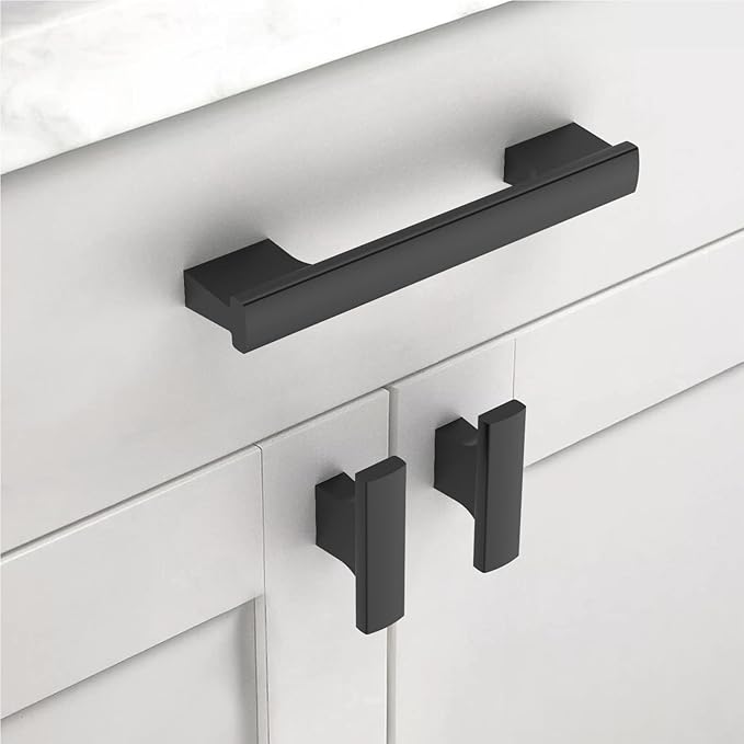 Asidrama 20 Pack 4 Inch(102mm) Matte Black Kitchen Cabinet Handles, Cabinet Pulls Kitchen Cabinet Hardware for Cupboard Drawer Pulls