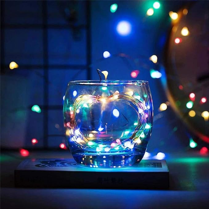 String Lights, Waterproof LED String Lights,2 Pack 20ft 60 LED Festival Decorations Crafting Battery Powered Copper Wire Starry Fairy Lights (Multicolor)
