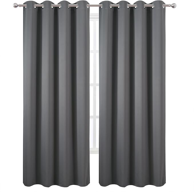 Blackout Curtains 52 x 90 Inch Long Frost Grey Curtains Set of 2 Panels Room - Image 2