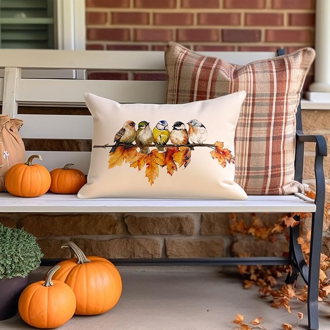 RABUSOFA Fall Pillow Covers 12x20 Inch Bird Autumn Decorations - Image 4