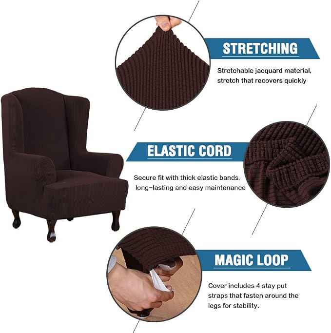 H.VERSAILTEX Wing Chair Slipcover Chair Covers - Image 3