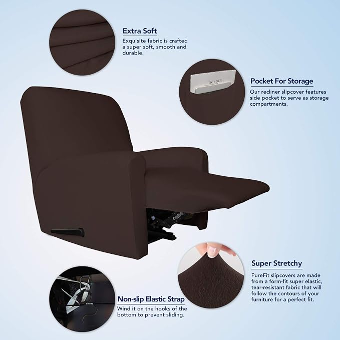 PureFit Stretc Recliner Chair Covers Fleece Soft Couch Covers - Image 3