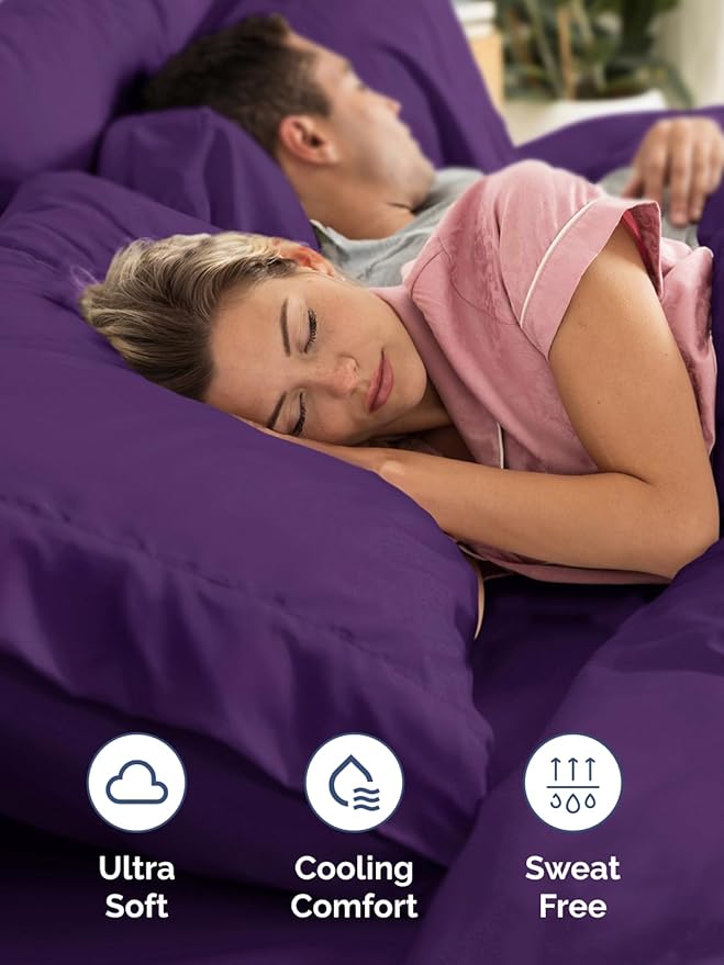 Extra Deep Queen Sheet Set - 6 Piece Breathable & Cooling Sheets - Hotel Luxury Bed Sheets Set - Easy & Secure Fit - Soft, Wrinkle Free & Comfy Sheets Set - Purple Sheet Set with Extra Deep Pockets