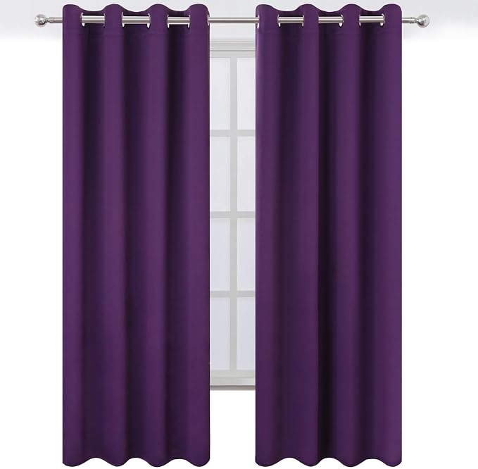 Blackout Curtains 52 x 90 Inch Long Purple Curtains Set of 2 Panels Room - Image 2
