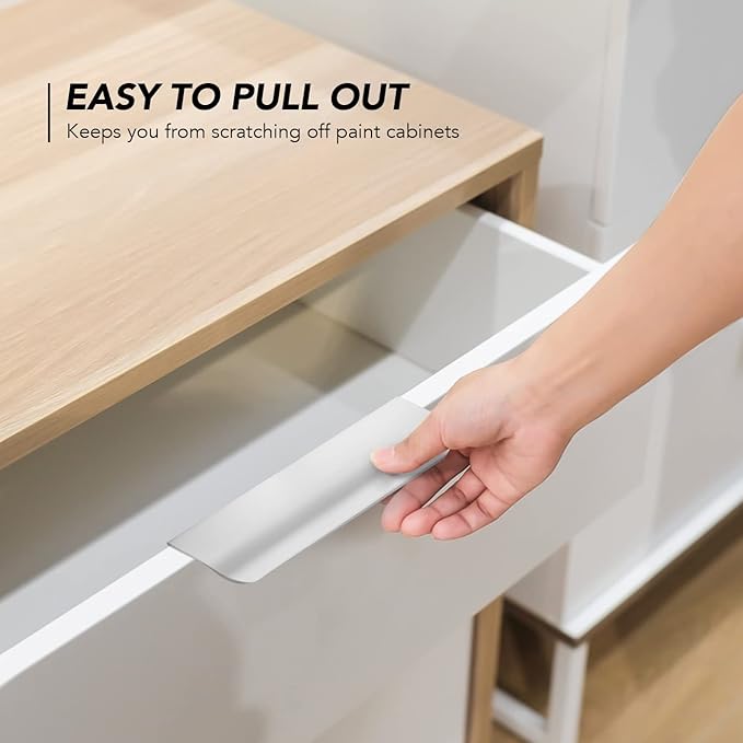 Ravinte Hardware 10 Pack Silver Cabinet Handles, 4.75 Inch (120mm) Finger Edge Pulls, 3.75 Inch Hole Center, Finger Pulls for Cabinets