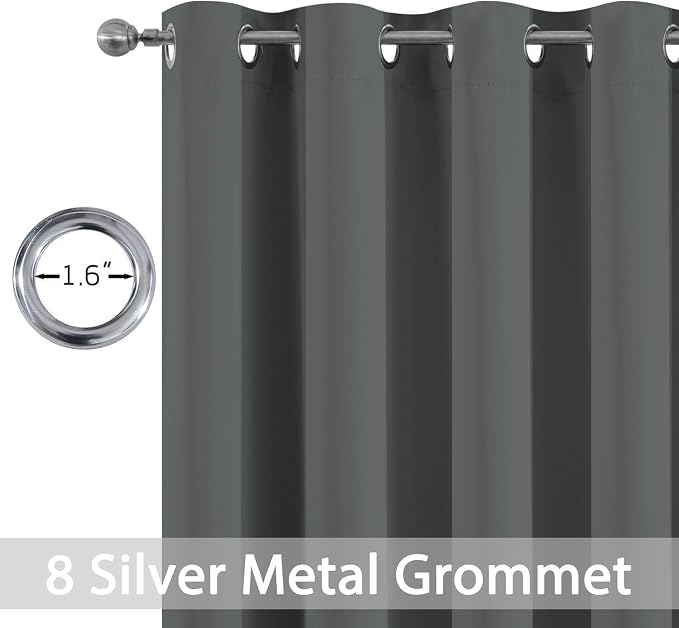 Yakamok Room Darkening Curtains 52x96 inch Length Dark Grey-Living Room | 2 - Image 4