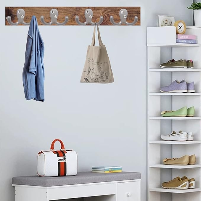 20 Pcs Coat Hooks Hardware Wall Hooks Heavy Duty Hooks for Hanging Coats Double No Rust Hook Wall Mounted for Key, Towel, Bags, Cup, Hat