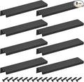 uxcell Cabinet Finger Edge Pull, 8pcs 150mm / 5.91" Aluminum Alloy Back Mount Hidden Cabinet Pulls Concealed Handle for Home Kitchen Drawer Cabinet, Black