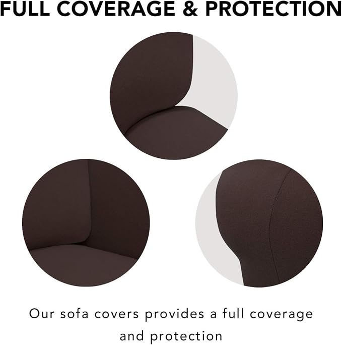 PureFit Stretch Couch Covers for Sofa 4 Seater Slipcovers Chocolate | 1-Piece - Image 3